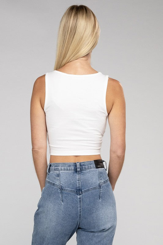 Cotton Square Neck Cropped Cami Top Coco’s Tee Boutique
