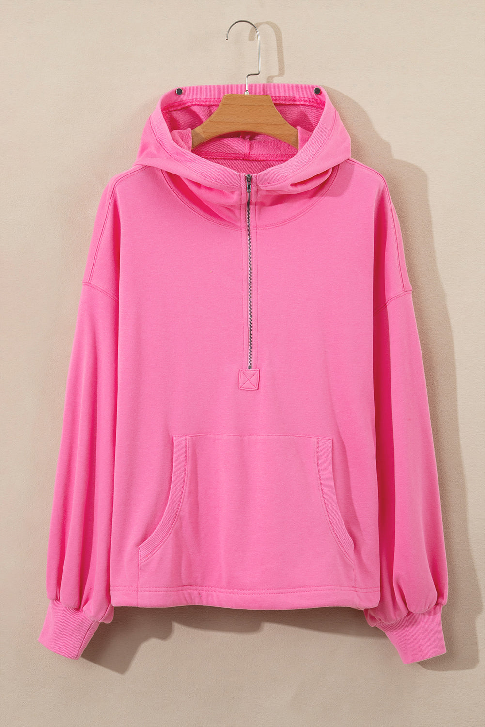 Cozy kangaroo pocket half zip oversized hoodie by Bonbon