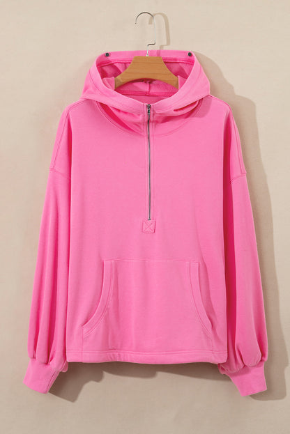 Cozy kangaroo pocket half zip oversized hoodie by Bonbon