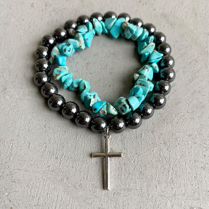 Turquoise Alloy Bracelet.