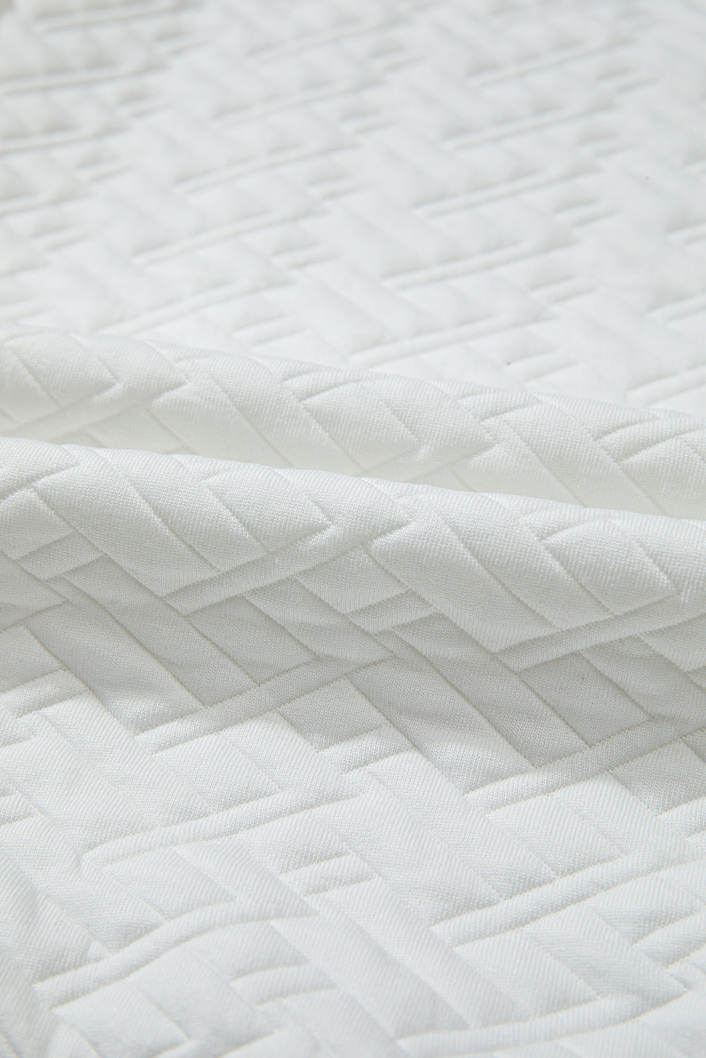 Premium White Textured Pocketed Collared V Neck Pullover Sweatshirt Dear-Lover Dropshipping