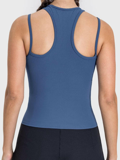 Cutout Round Neck Racerback Active Tank.