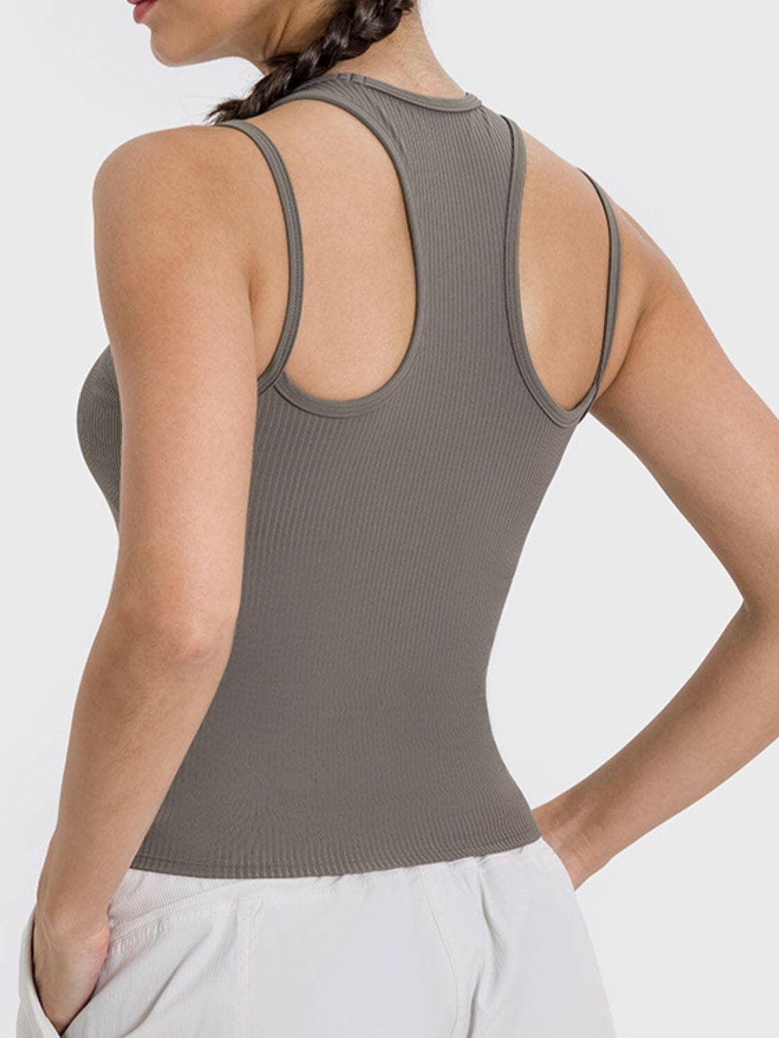 Cutout Round Neck Racerback Active Tank.