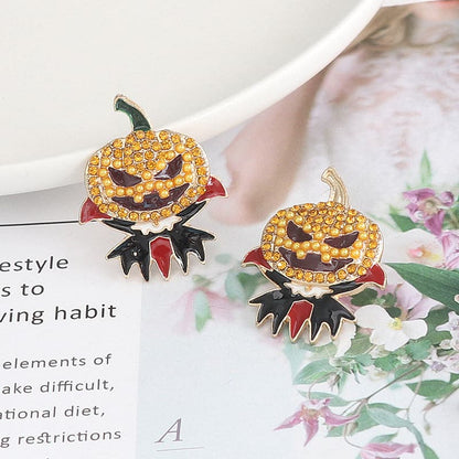 Spooky demon pumpkin earrings