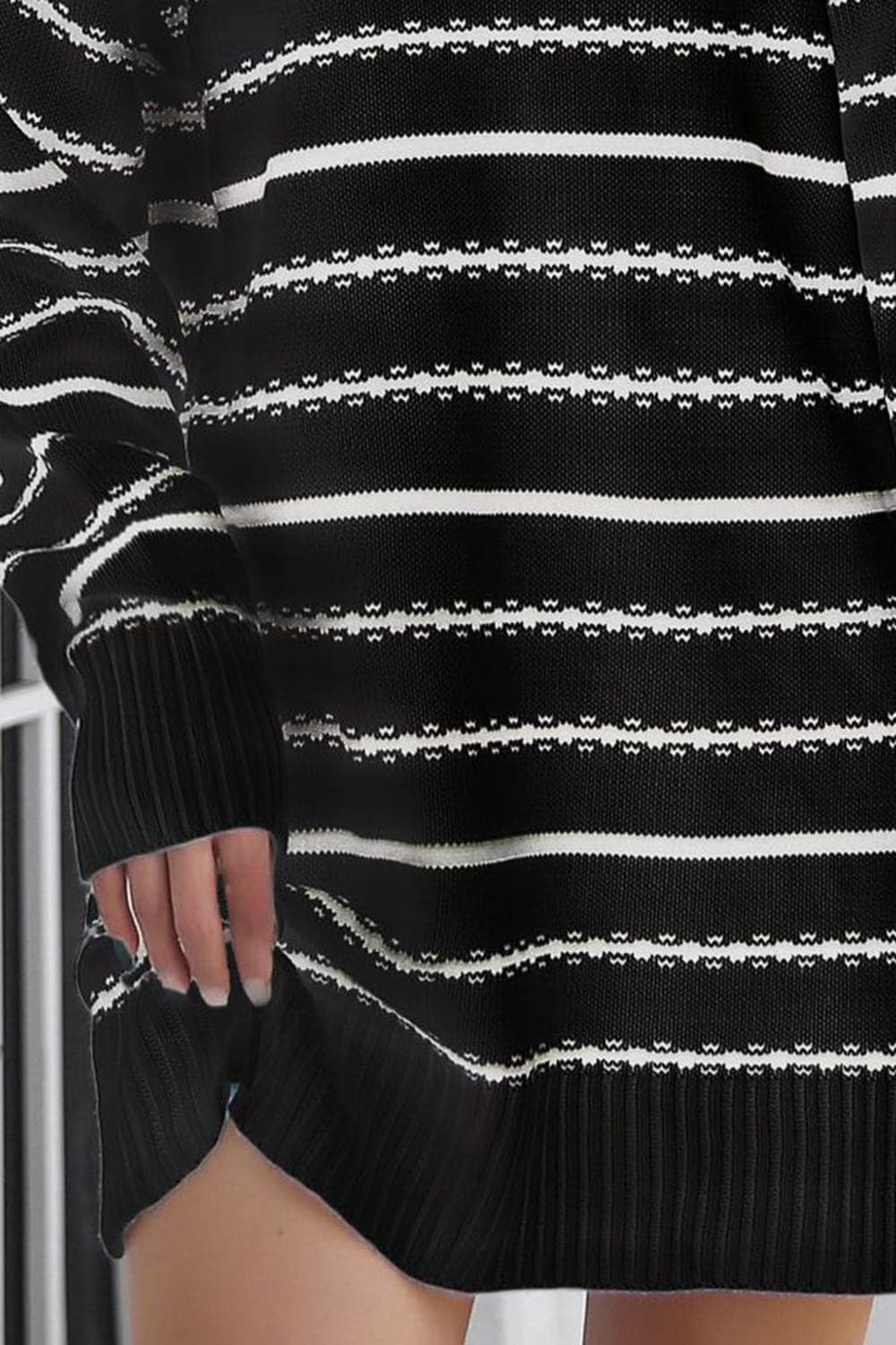 Striped V-Neck Sweater Dress.