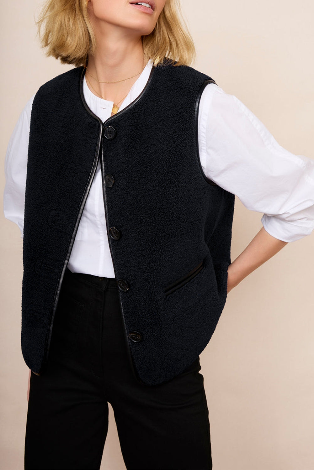 Sophisticated Black Fleece Vest