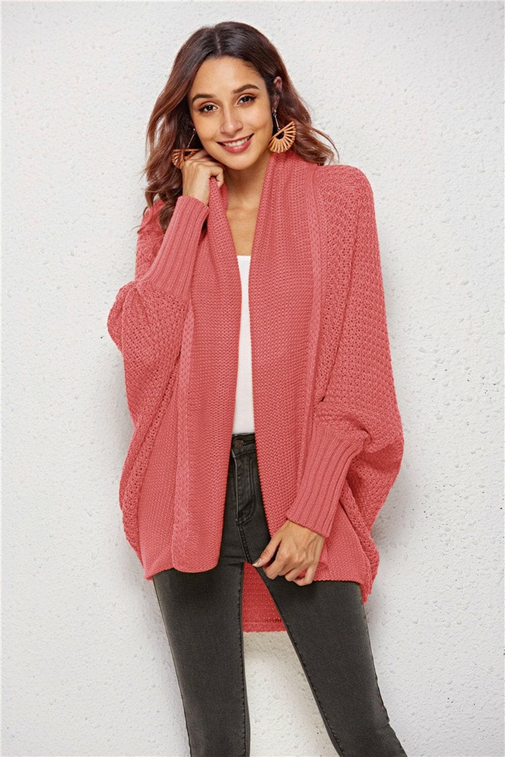 Open Front Batwing Sleeve Cardigan.