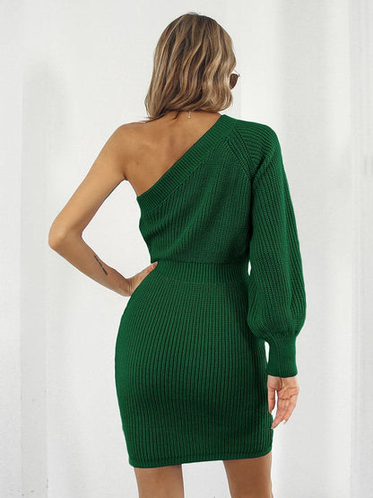 One-Shoulder Mini Sweater Dress.