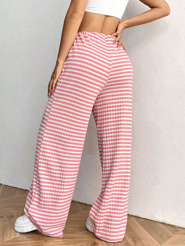 Chic Tied Striped Wide-Leg Trousers