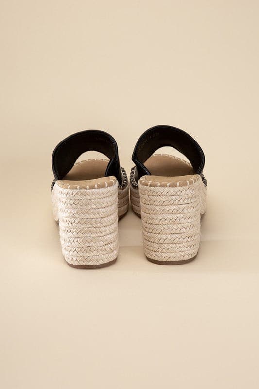 LOCK-1 Espadrille Mule Heels.