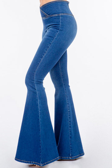 High waist pull-on flare jeans