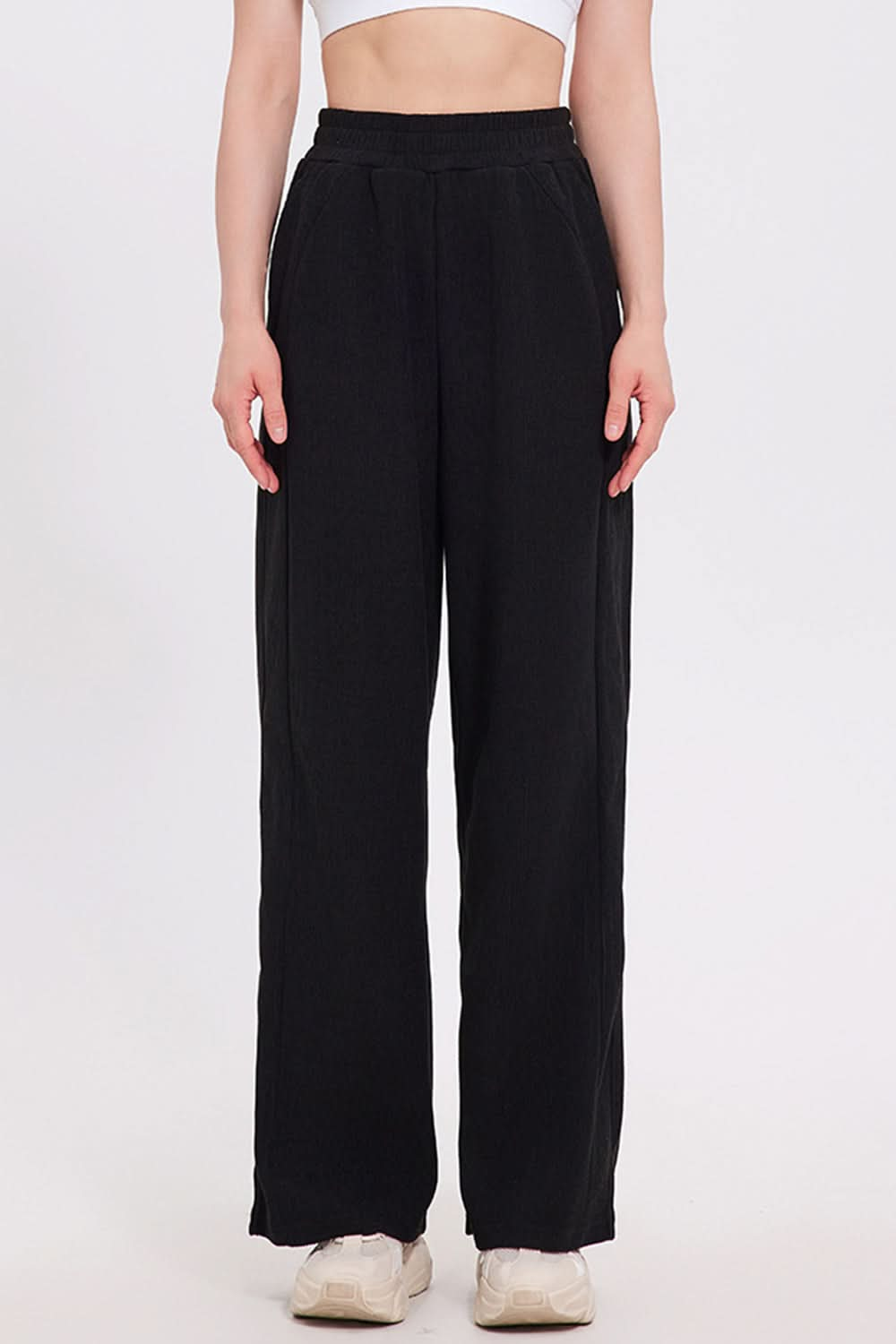 Essential Comfort Wide Leg Pants with Elastic Waistband