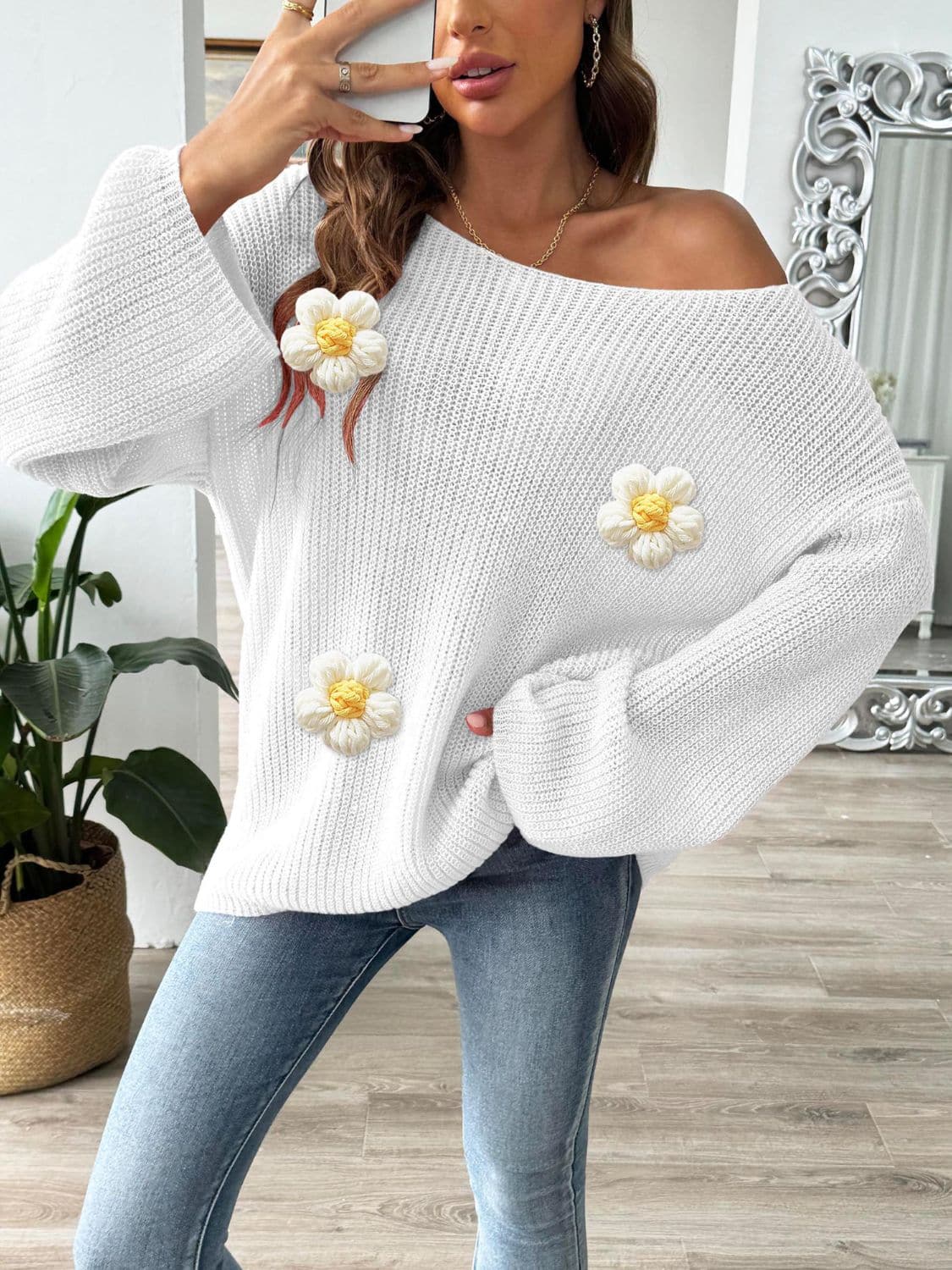 Floral long sleeve pullover for women