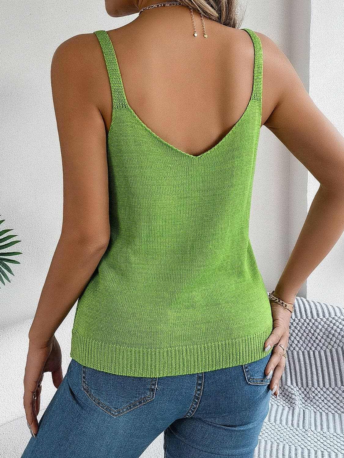 Openwork Scoop Neck Knit Vest.