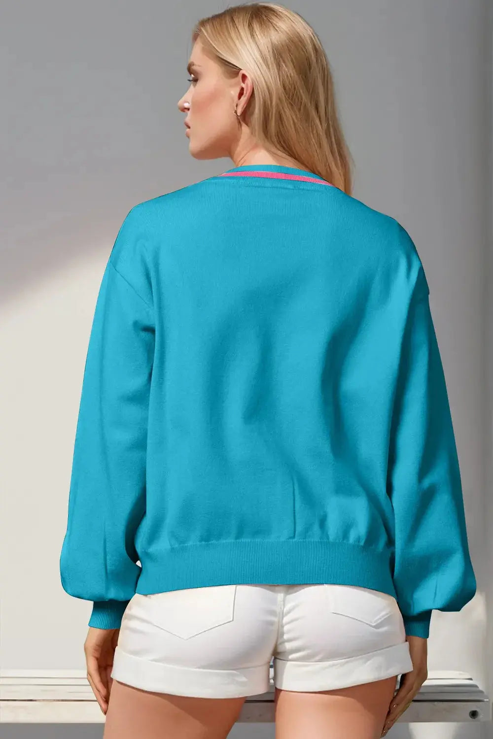 Double Take Full Size Nutcracker Sequin Bow Decor Cardigan - Love Salve