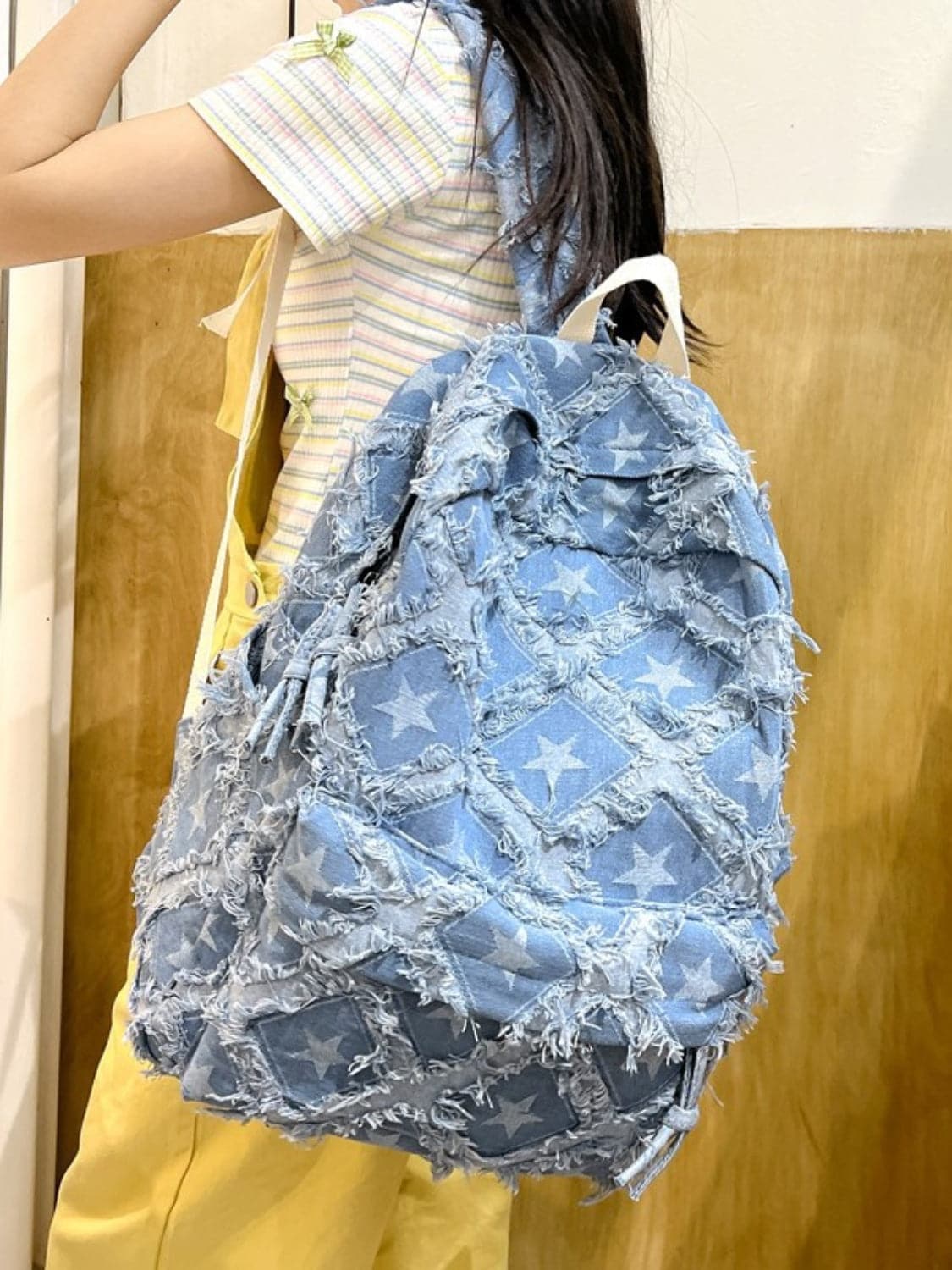 Starry sky denim backpack