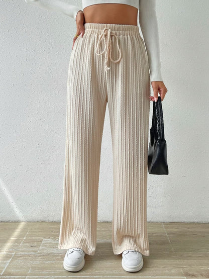 Drawstring Wide Leg Pants.