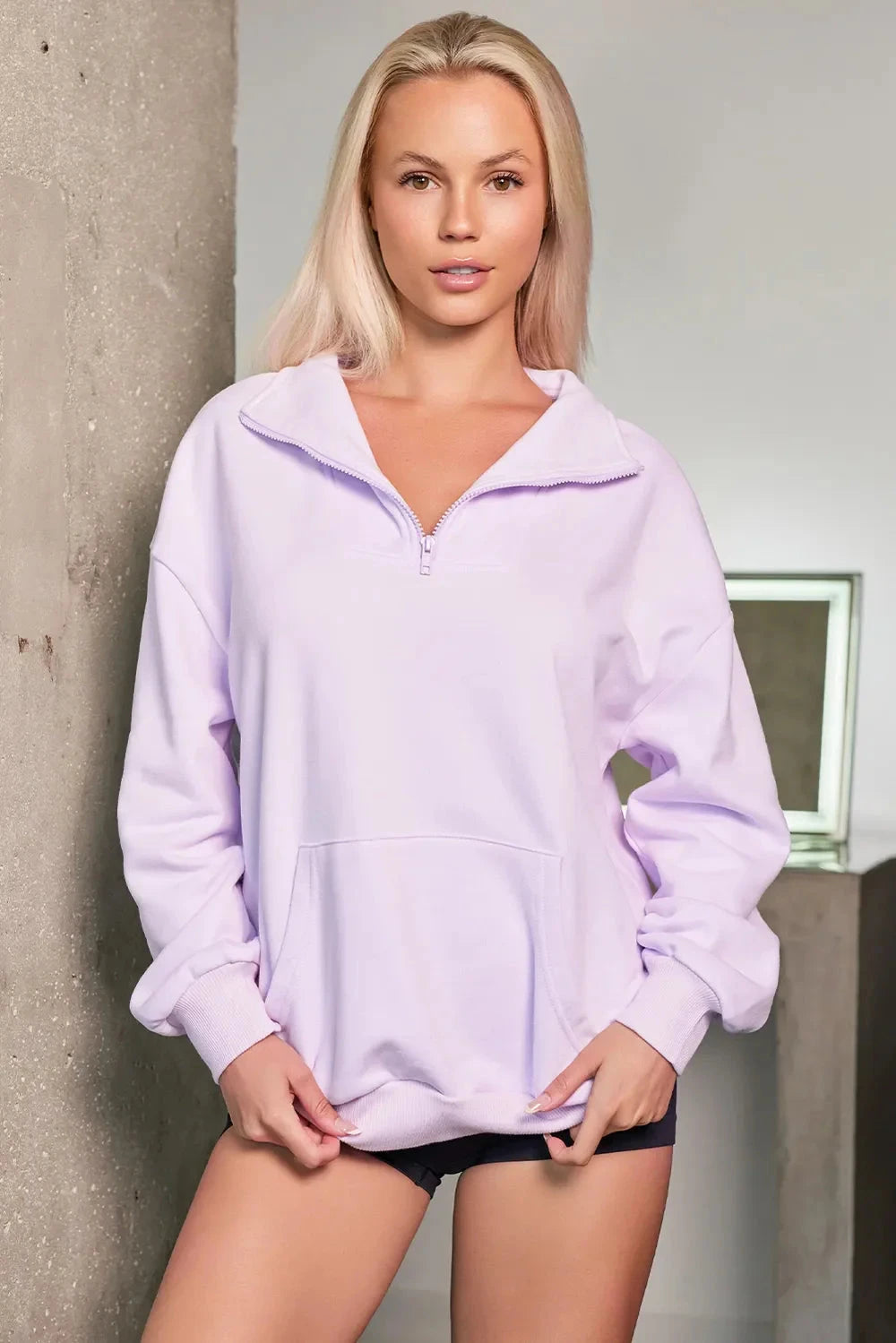 Quarter Zip Dropped Shoulder Sweatshirt Coco’s Tee Boutique