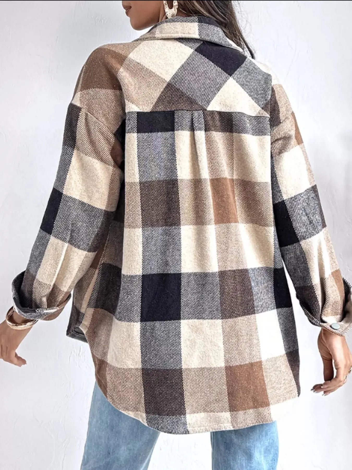 Plaid Button-Up Long Sleeve Shirt Simply Love