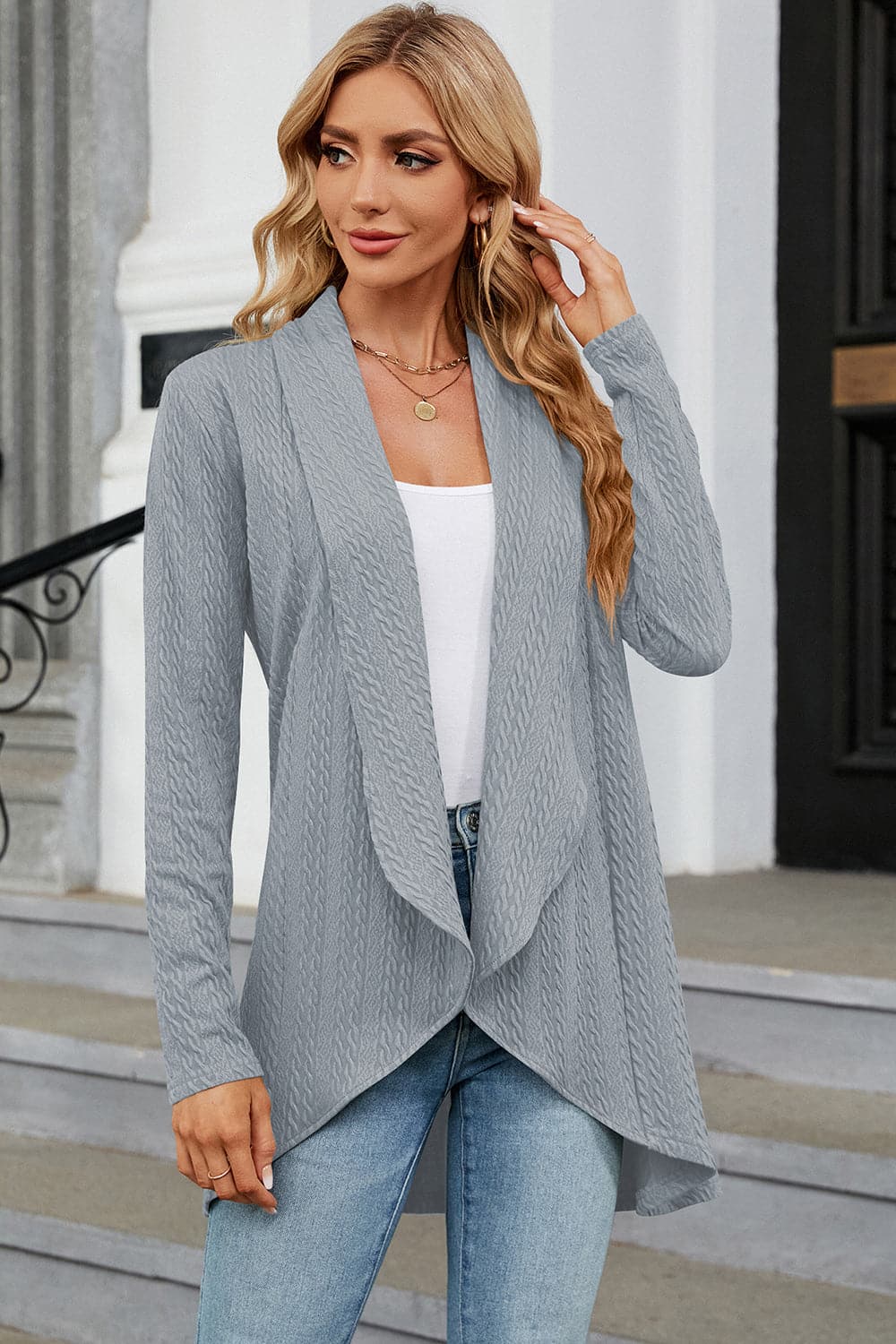 Open Front Long Sleeve Cardigan.