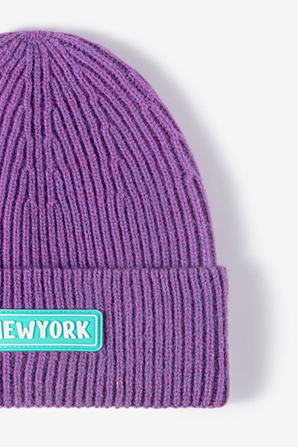 NEWYORK Patch Rib-Knit Cuffed Beanie.