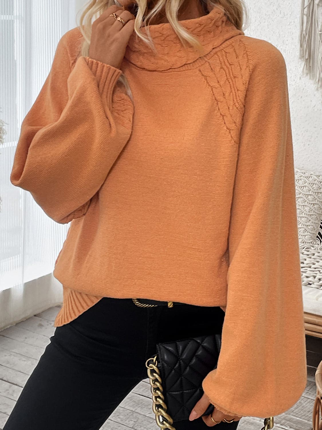 Cozy cable-knit turtleneck sweater