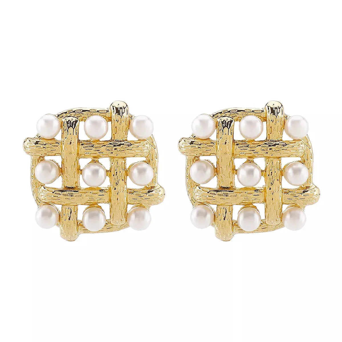 Pearl Grid Square Stud Earrings Simply Love