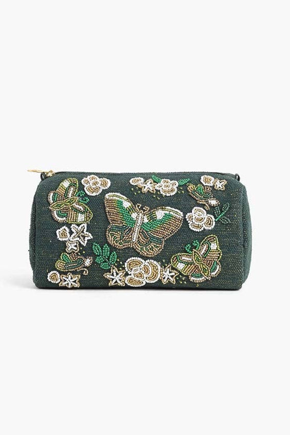 Fly Free Butterfly Travel Pouch Green Embellished Accessory Fitkitty Culture Athleisure Wear, Yoga Wear & Women's Clothing
