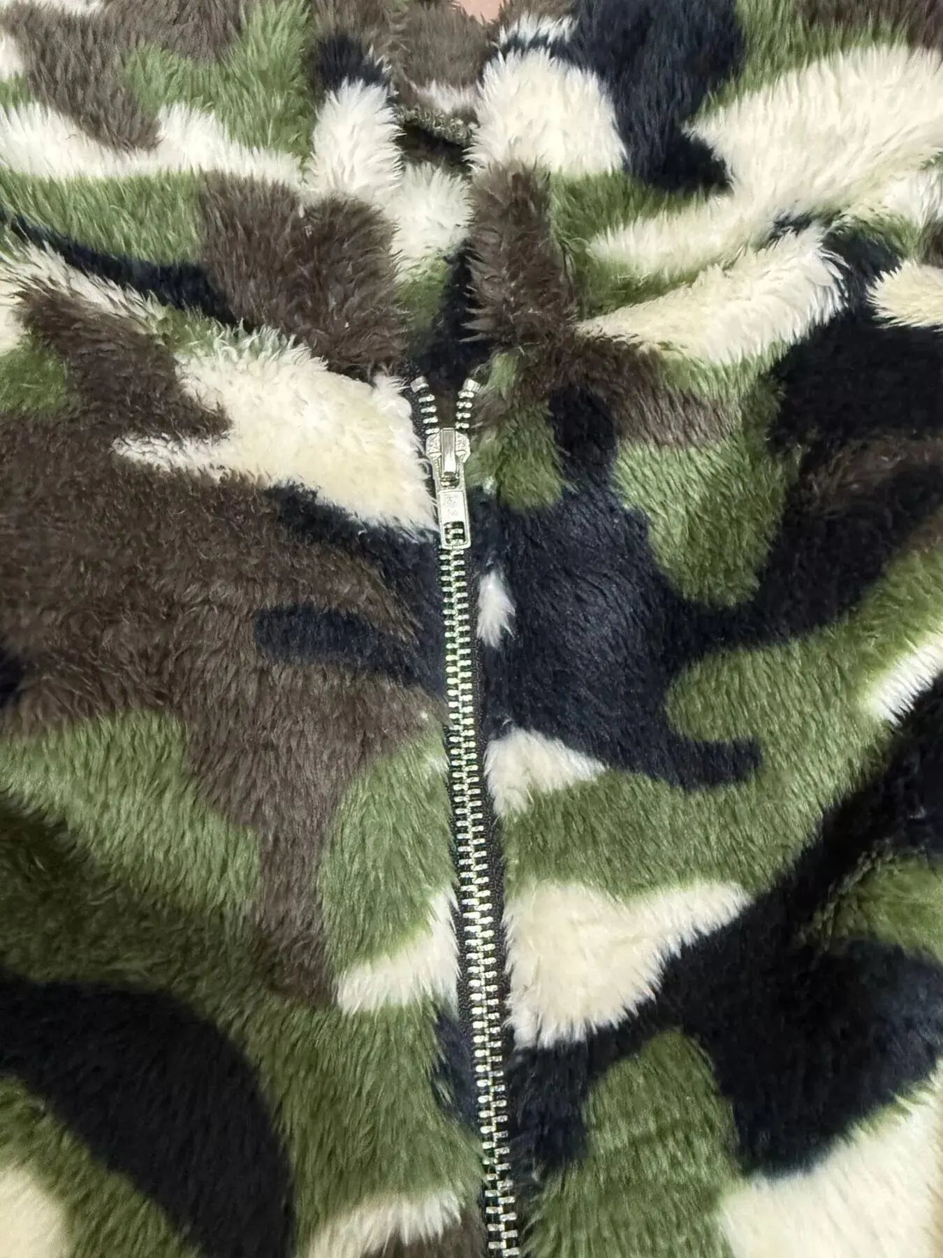 Fuzzy Camo Zip-Up Hoodie Simply Love