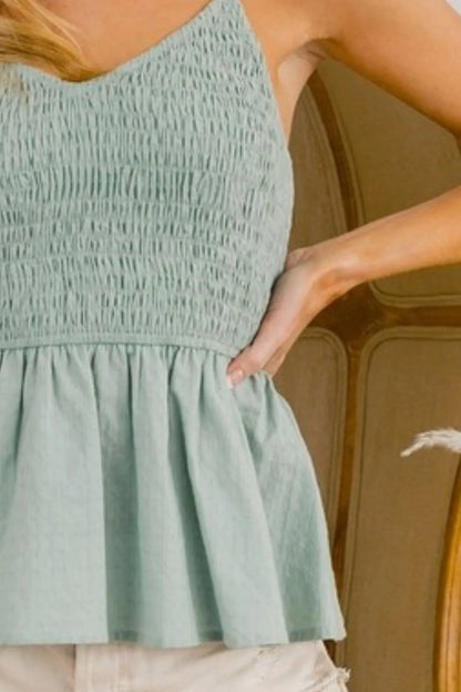 BiBi Eyelet Woven Sleeveless Elasticized Top - Love Salve 