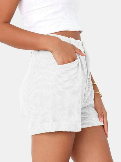 Full Size High Waist Shorts with Pockets.