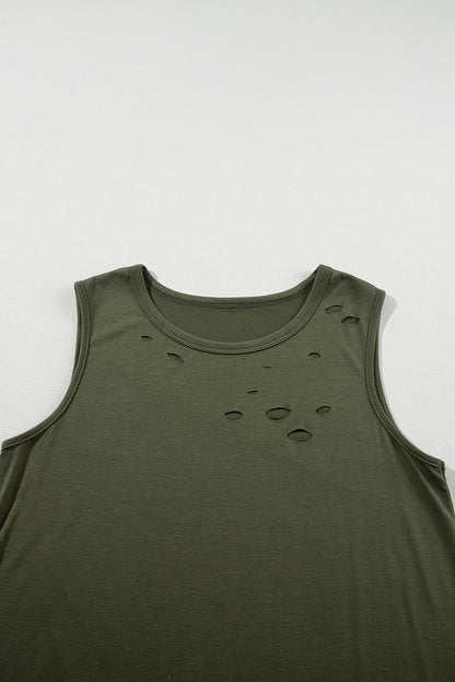 Jungle green distressed tank top