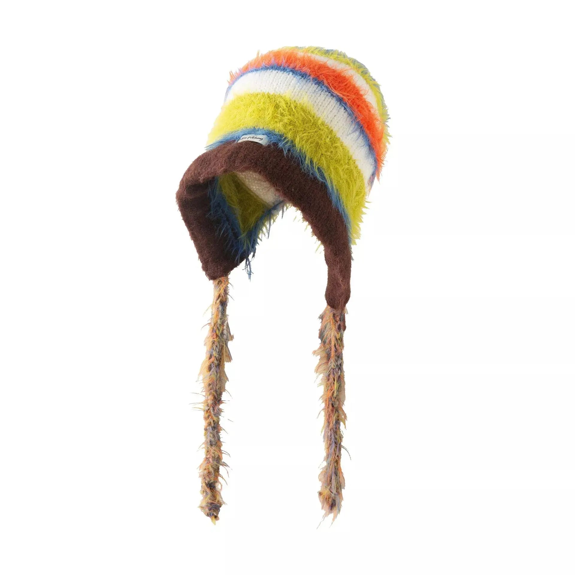Striped Fuzzy Knit Hat with Ear Flaps Simply Love