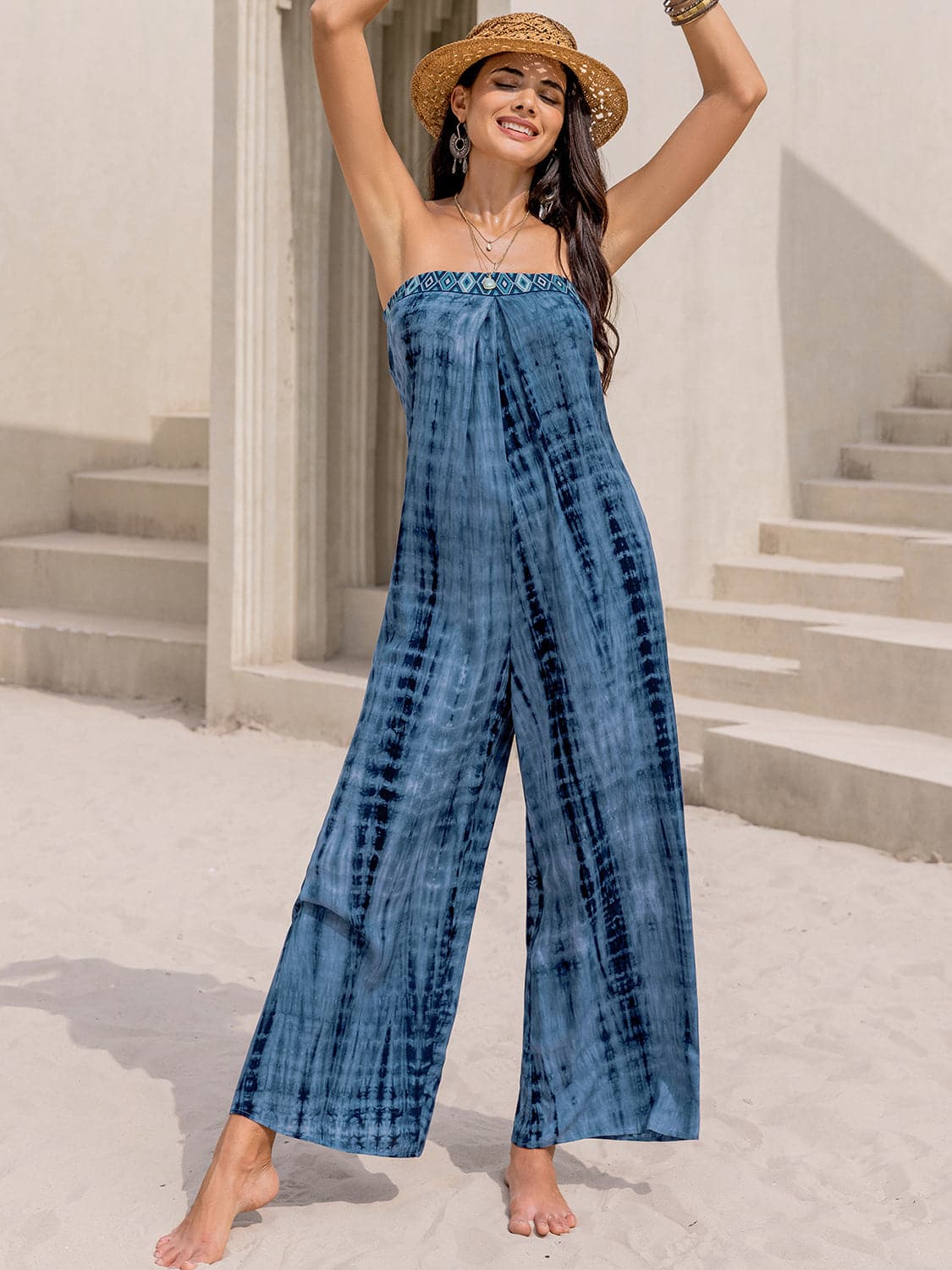 Tied Tube Wide Leg Jumpsuit.