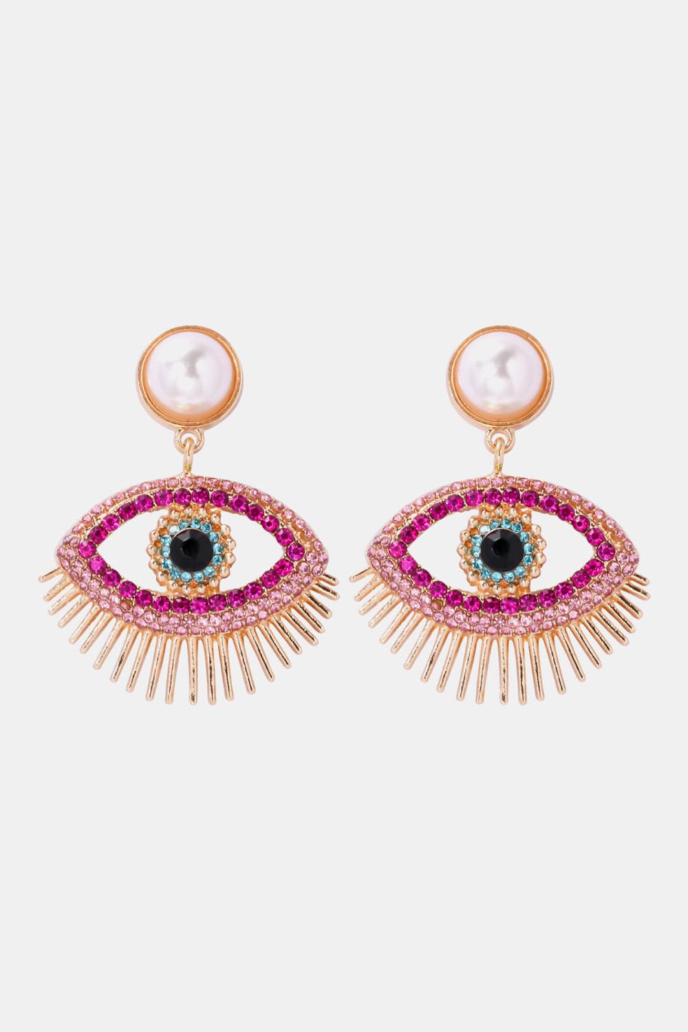 Rhinestone evil eye earrings