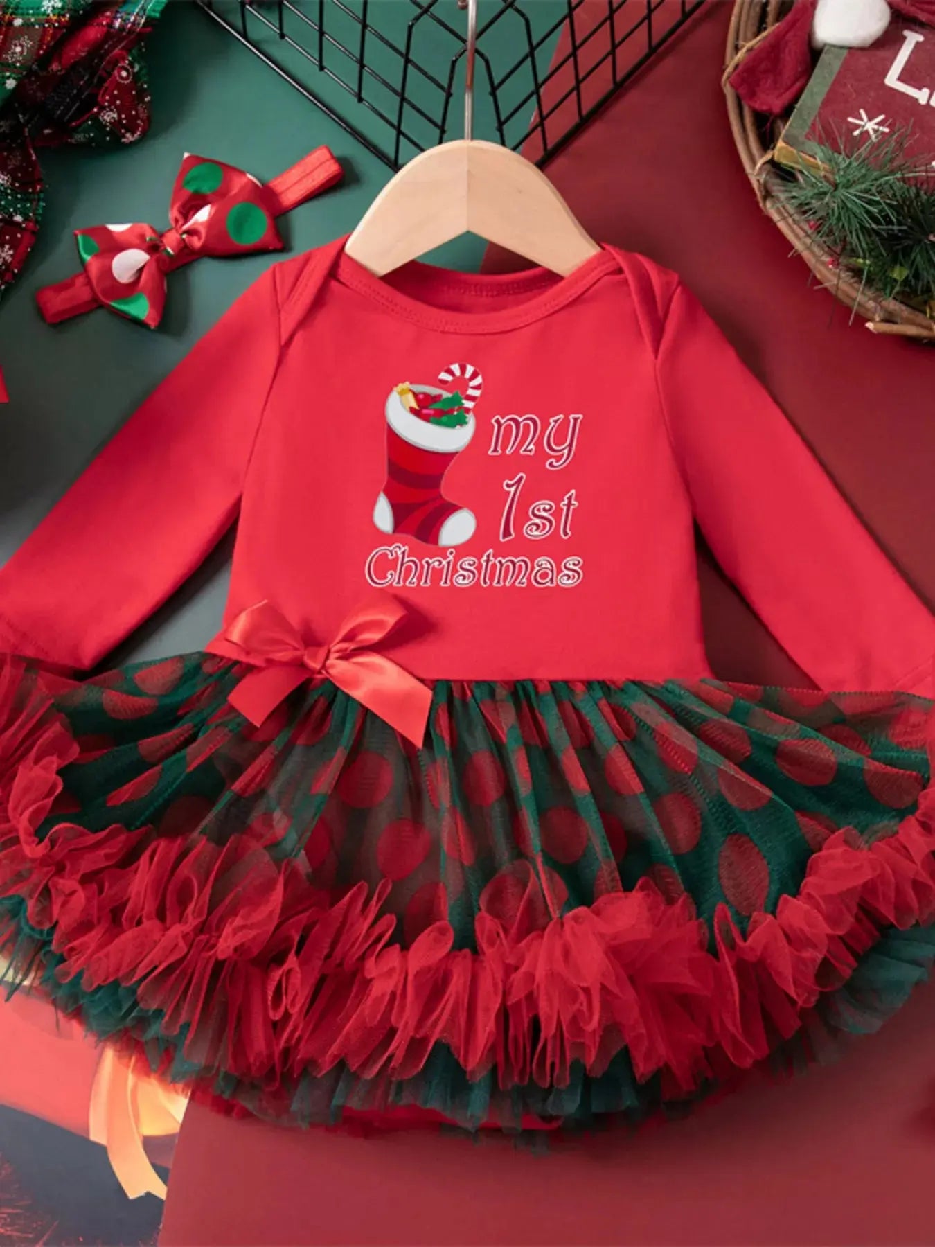 Children's Christmas Stocking Tulle Ruffle Dress Simply Love