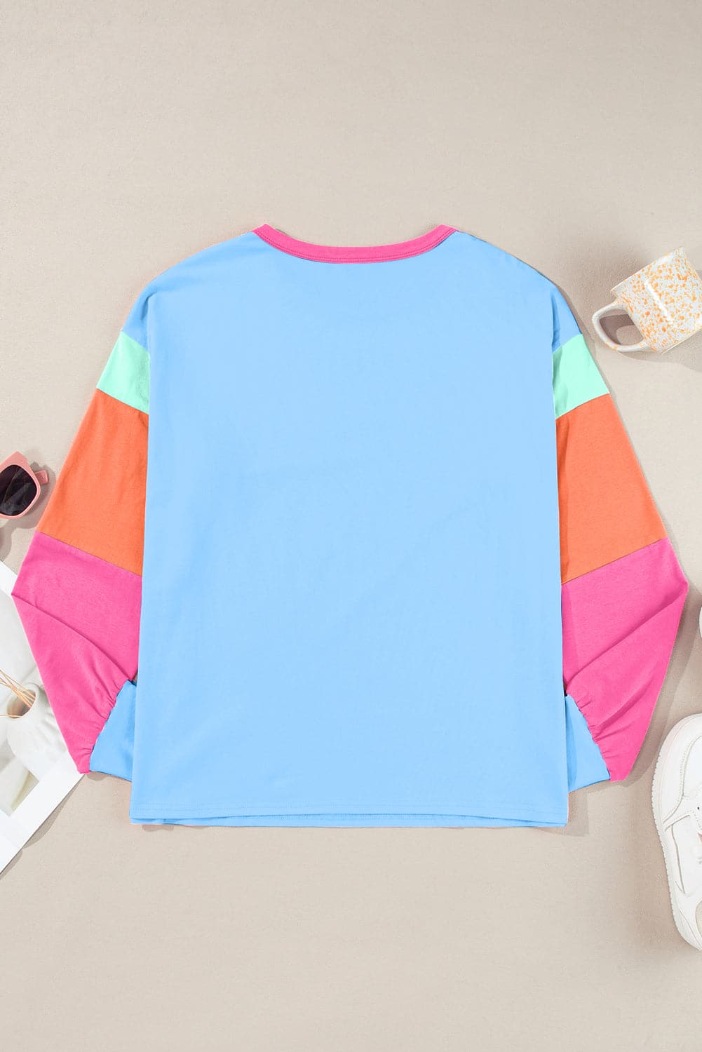 Chic color block long sleeve top for effortless style