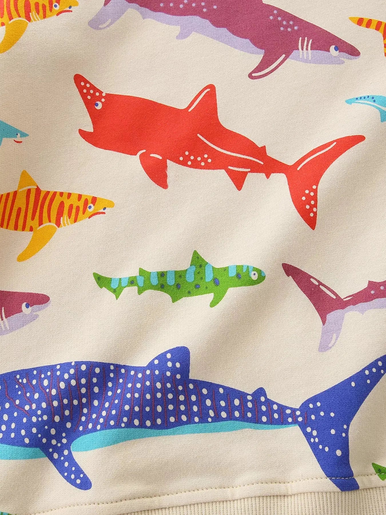 Children's Colorful Shark Print Crewneck Sweatshirt Simply Love