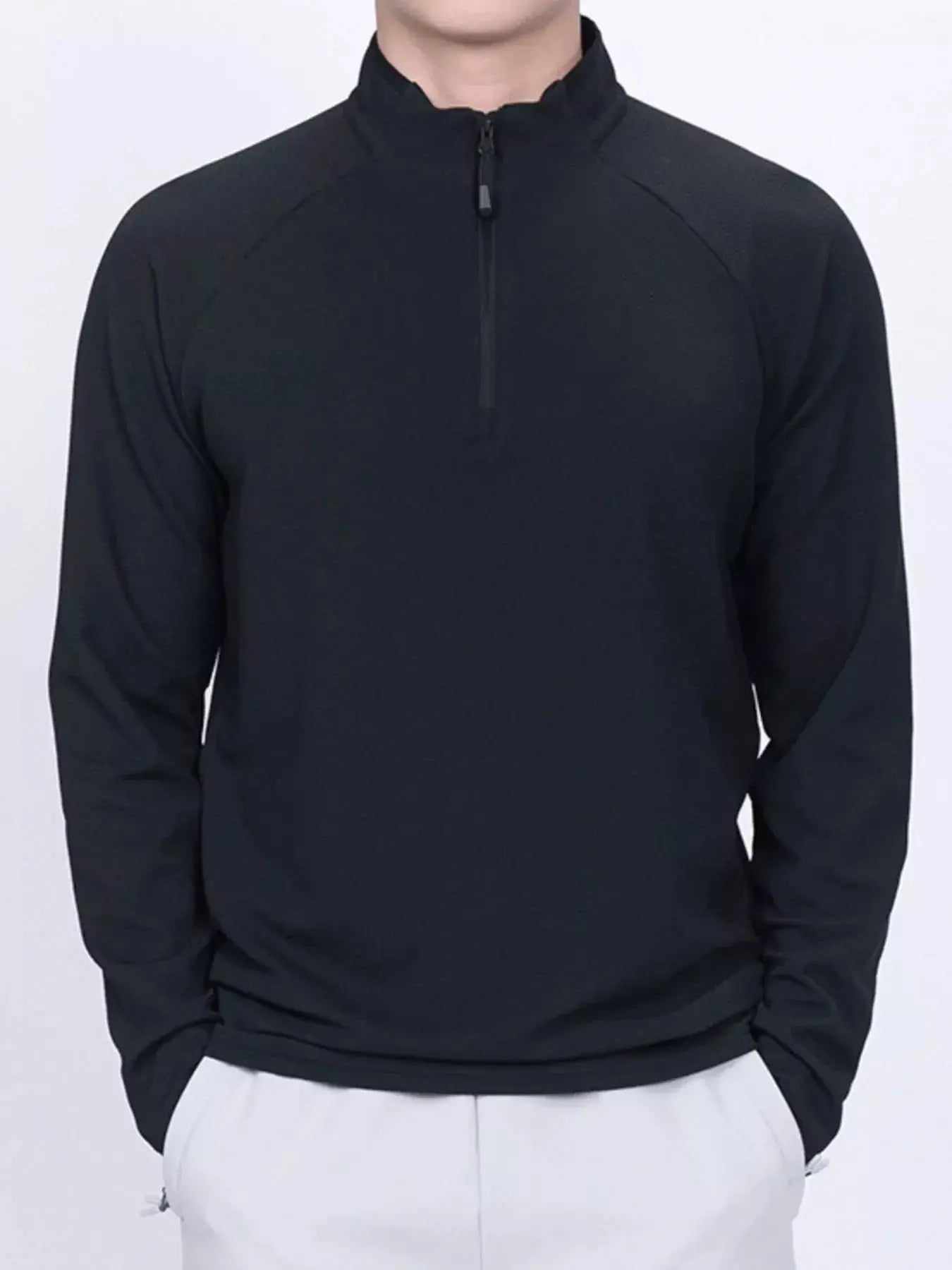 Men's Plus Size Casual Long Sleeve Quarter Zip T-Shirt Simply Love