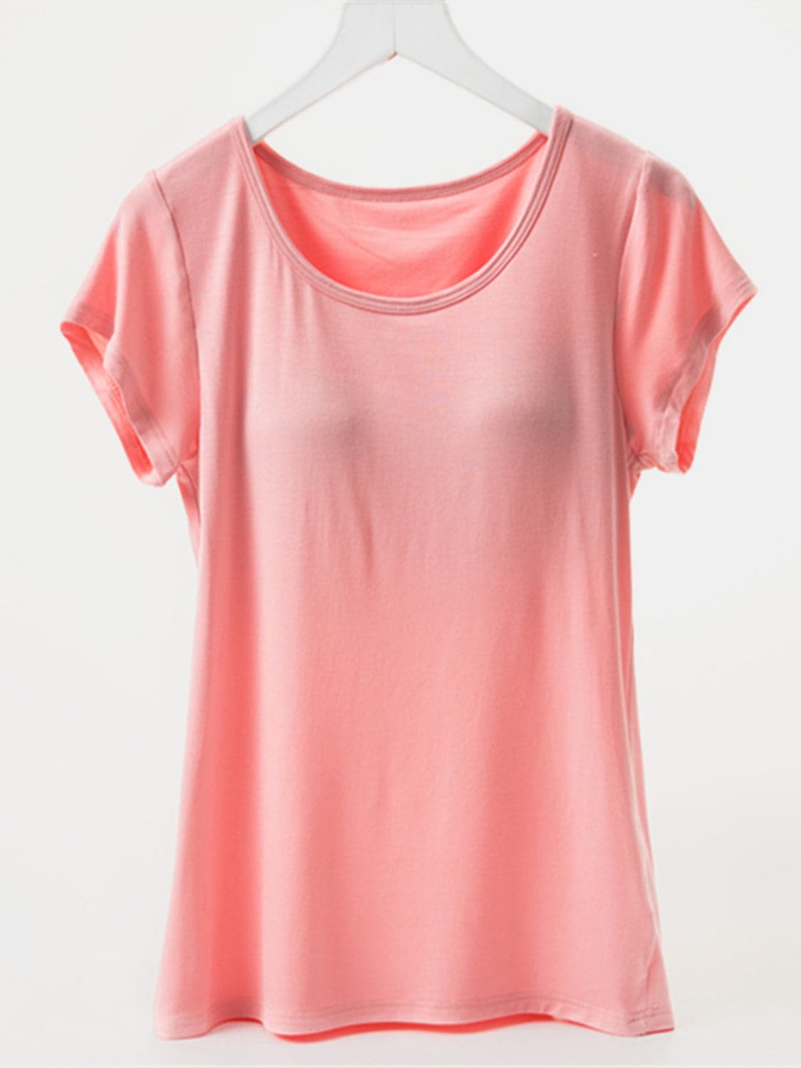 Round Neck Short Sleeve T-Shirt with Bra.