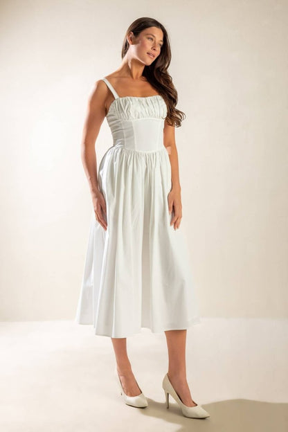 EASILY LOVED WOVEN MIDI DRESS - Love Salve