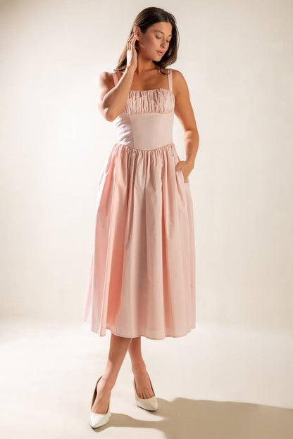 EASILY LOVED WOVEN MIDI DRESS - Love Salve