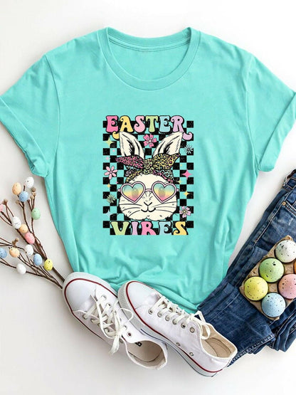 EASTER VIBES Round Neck Short Sleeve T-Shirt - Love Salve