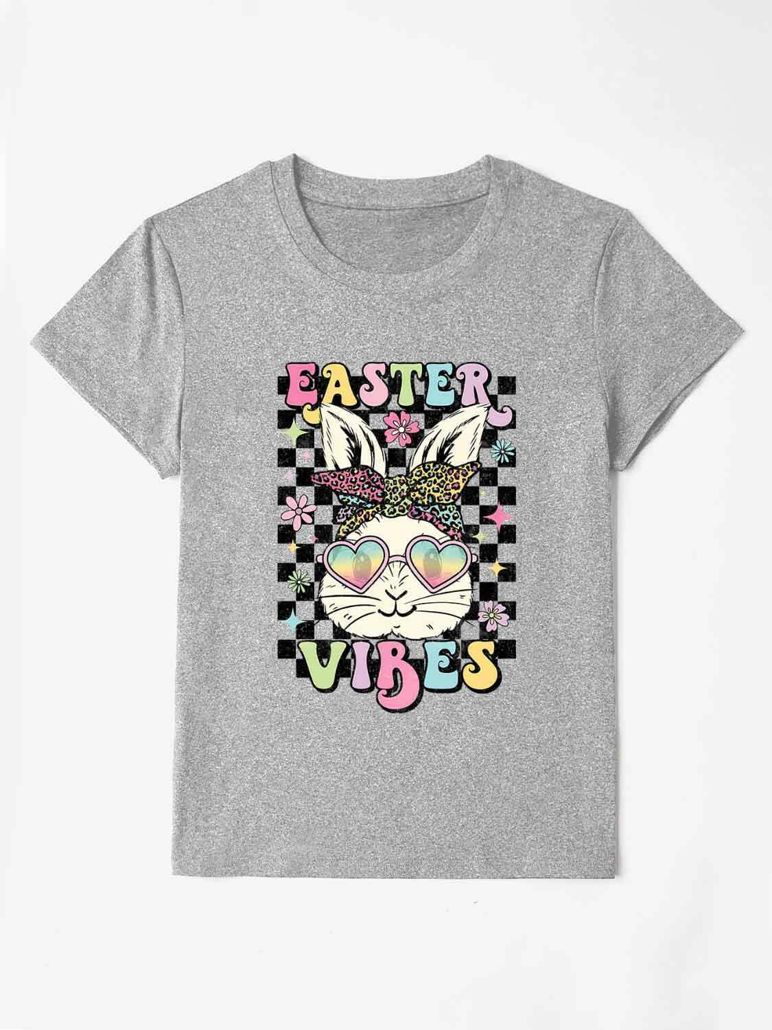 EASTER VIBES Round Neck Short Sleeve T-Shirt - Love Salve