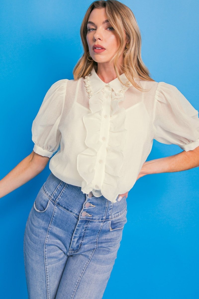 EASY ESSENTIAL IVORY WOVEN TOP - Love Salve