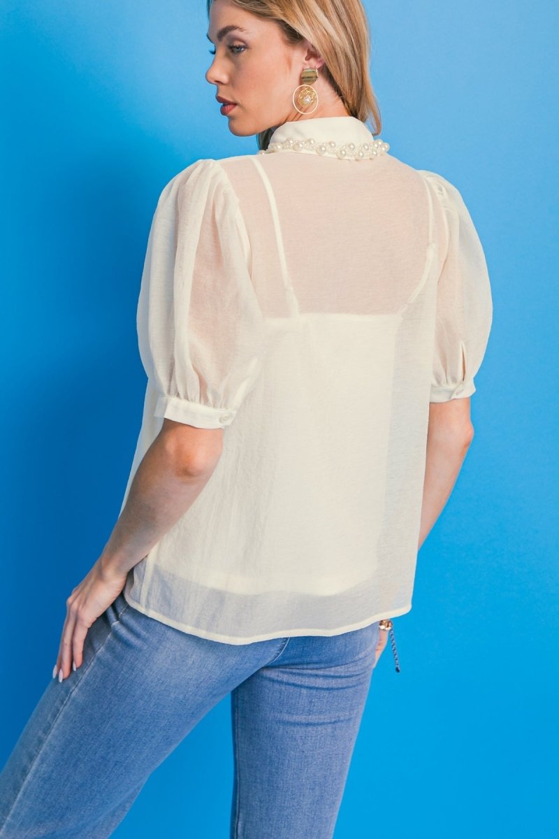 EASY ESSENTIAL IVORY WOVEN TOP - Love Salve