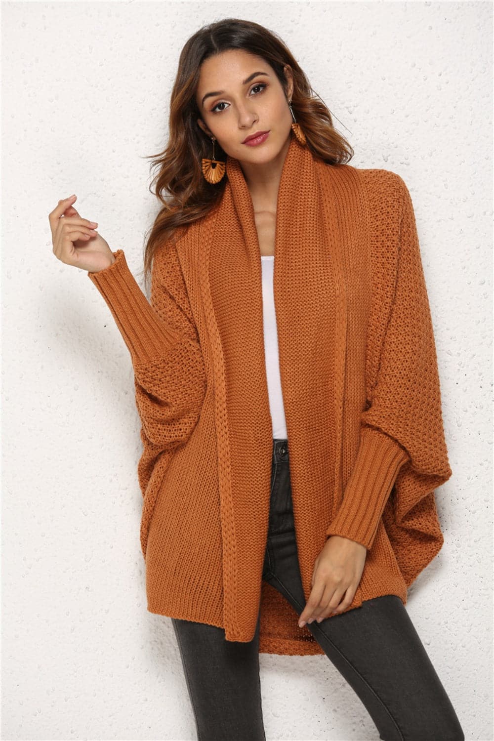 Open Front Batwing Sleeve Cardigan.