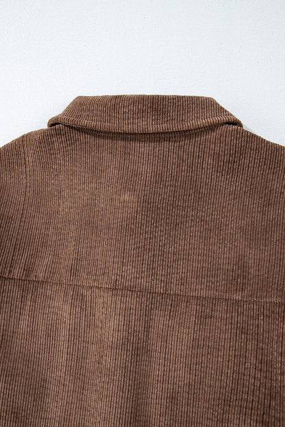 Cozy chestnut corduroy shacket