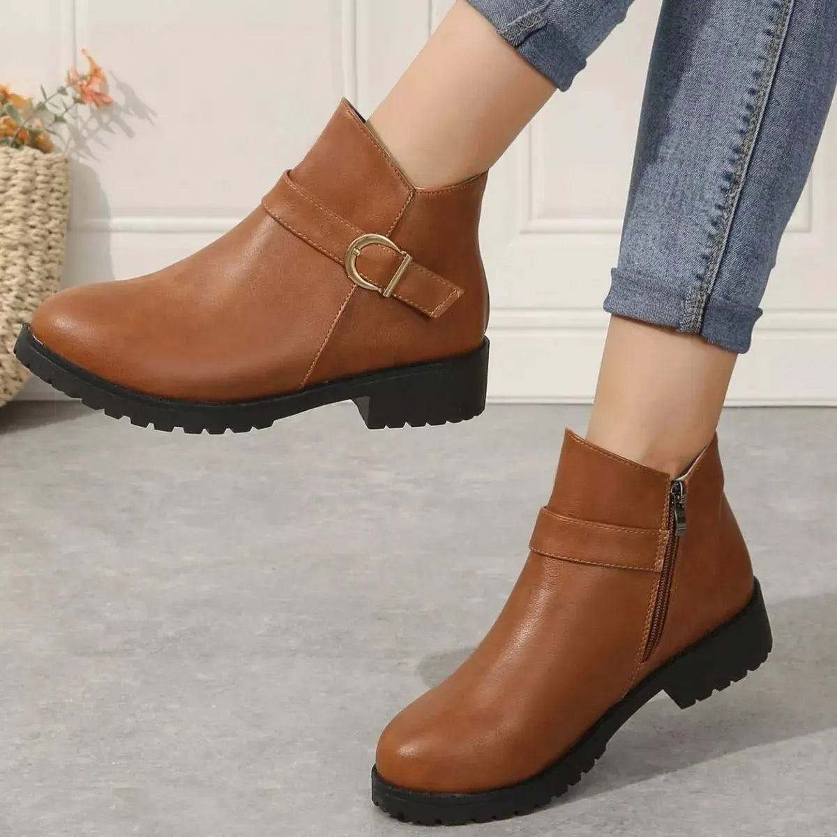 Round Toe Block Heels Boots Simply Love