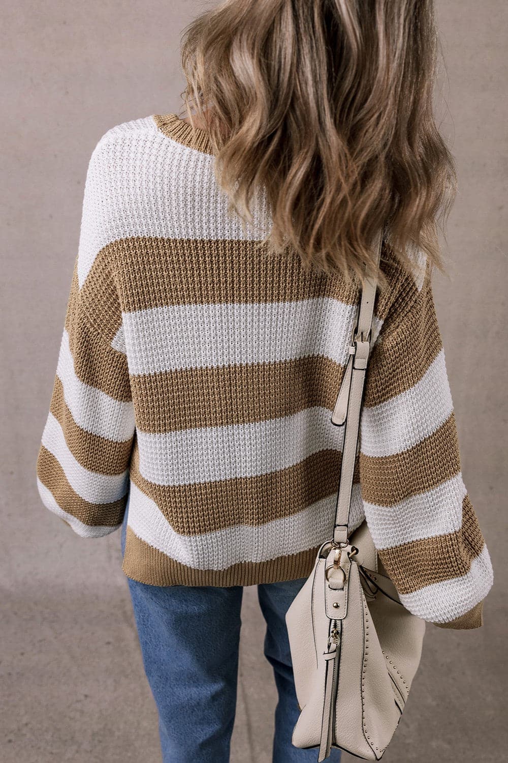 Color Block Round Neck Sweater.